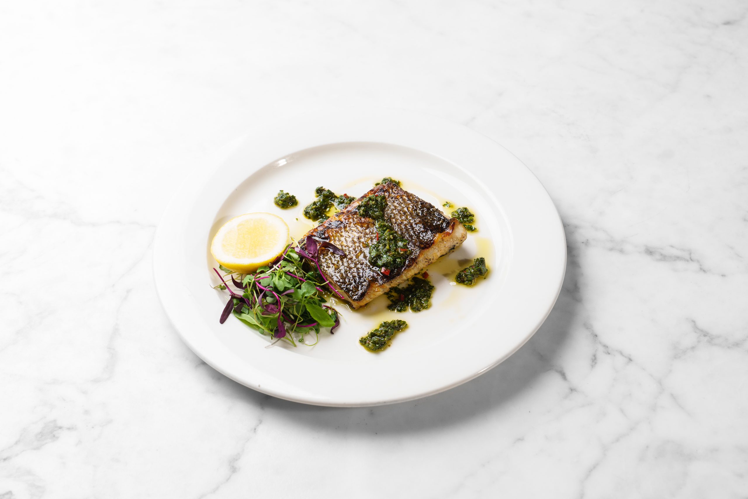 Grilled Sea Bass Fillet with Salmoriglio Sauce